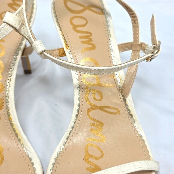 Sam Edelman Dara Croc Embossed Print Sandals Ivory Size 9.5 - Picture 7 of 16